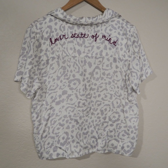 Spiritual Gangster Lover State of Mind Leopard Print Button Down Top Pajama Gray - Picture 8 of 8